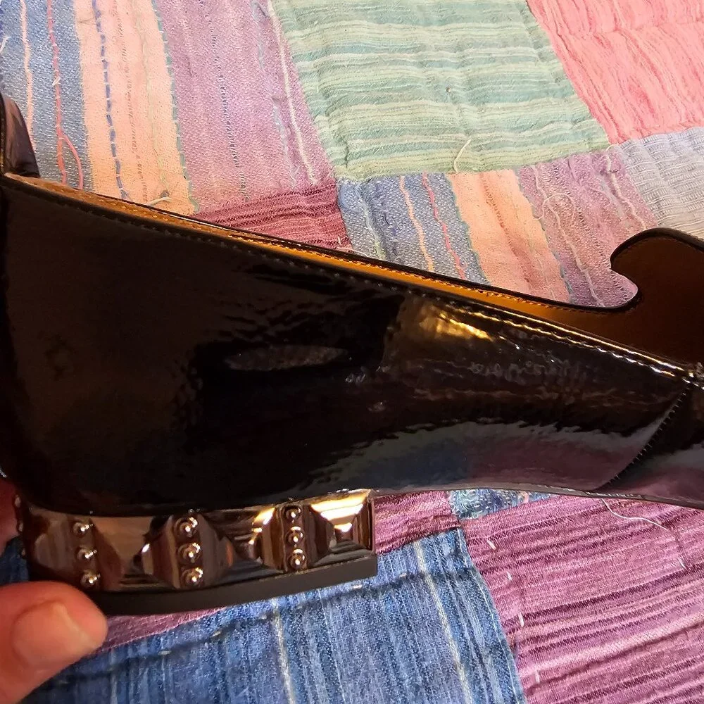 Franko Sarto Sadie Black Patent Leather Shoes with Spiked Metal Heel, Size 7 - Picture 7 of 7